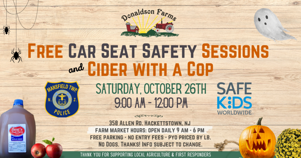 Car Seat Safety Session & Cider with a Cop at Donaldson Farms